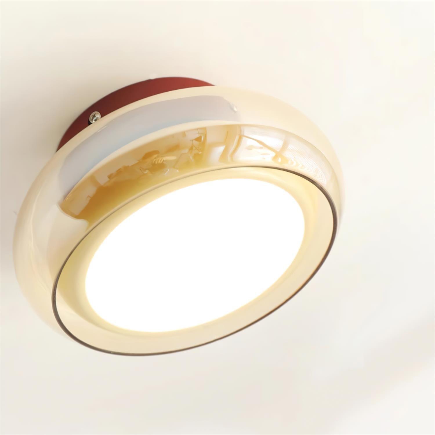 Plafoniera a soffitto rotonda in vetro ambra stile retrò