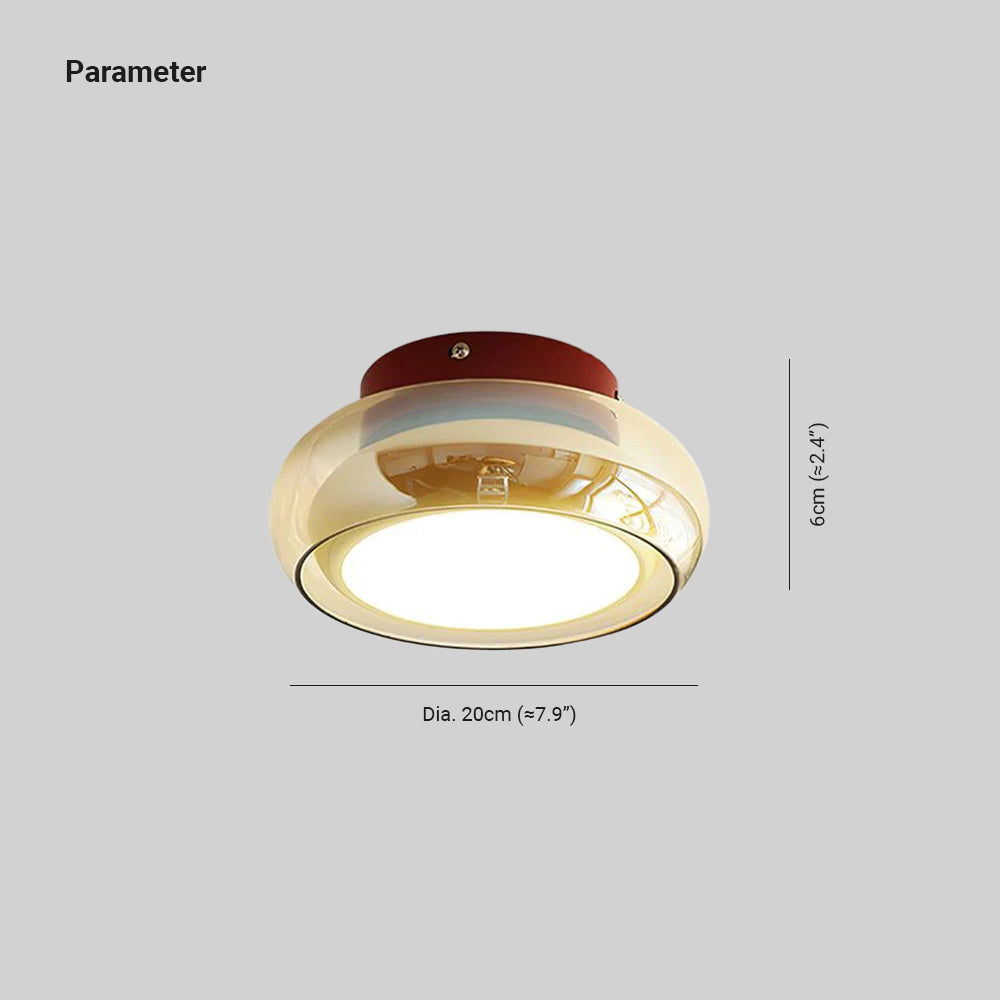 Plafoniera a soffitto rotonda in vetro ambra stile retrò