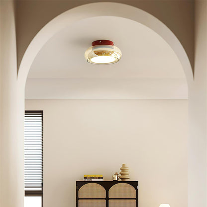 Plafoniera a soffitto rotonda in vetro ambra stile retrò