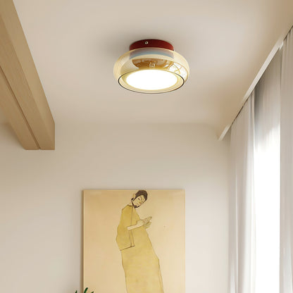 Plafoniera a soffitto rotonda in vetro ambra stile retrò