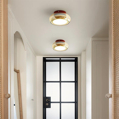 Plafoniera a soffitto rotonda in vetro ambra stile retrò
