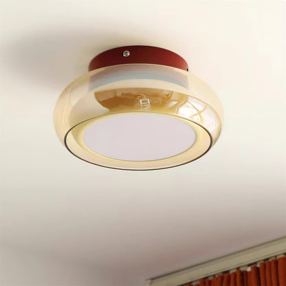 Plafoniera a soffitto rotonda in vetro ambra stile retrò