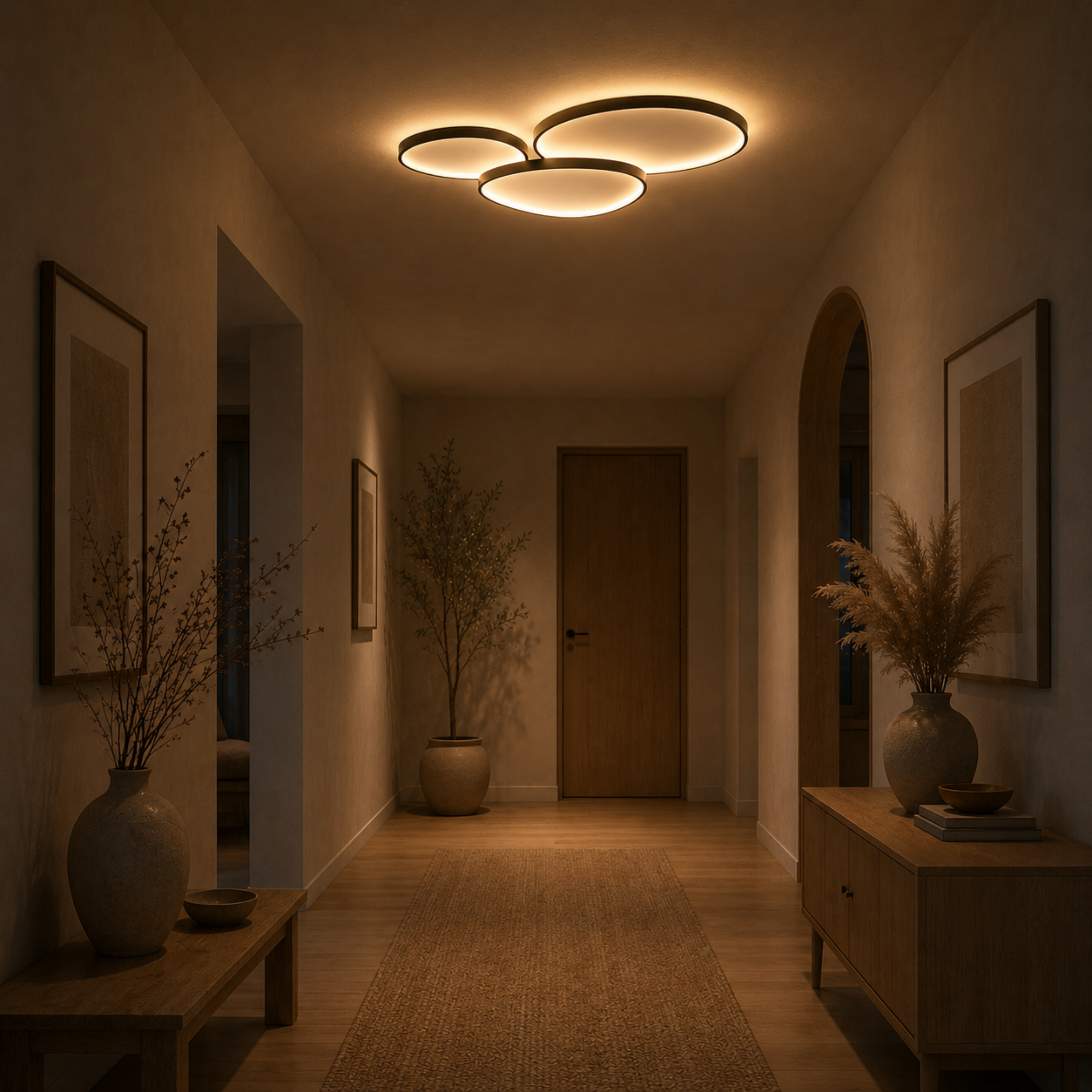 Plafoniera a soffitto rotonda moderna, set da tre pezzi