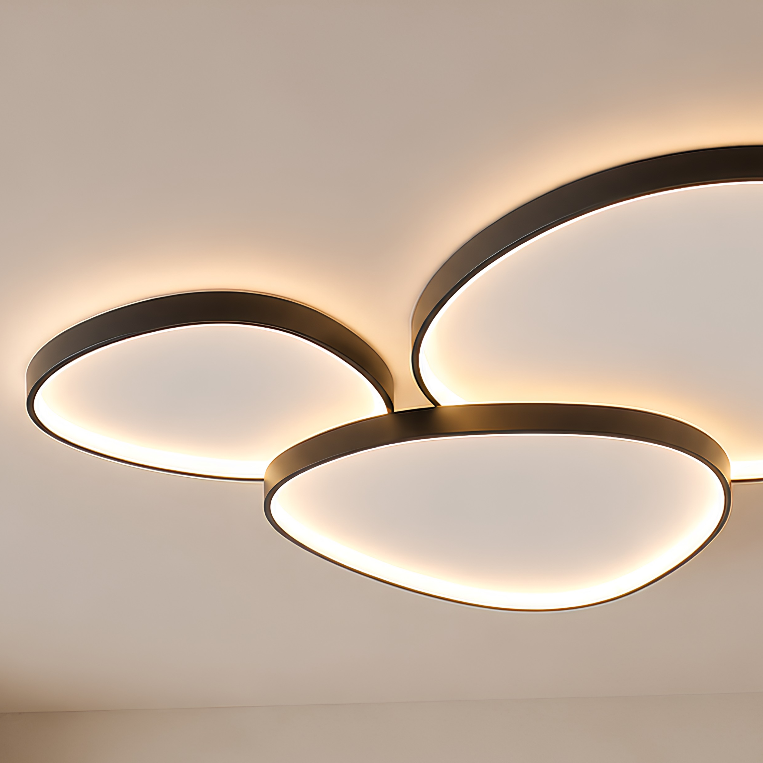 Plafoniera a soffitto rotonda moderna, set da tre pezzi