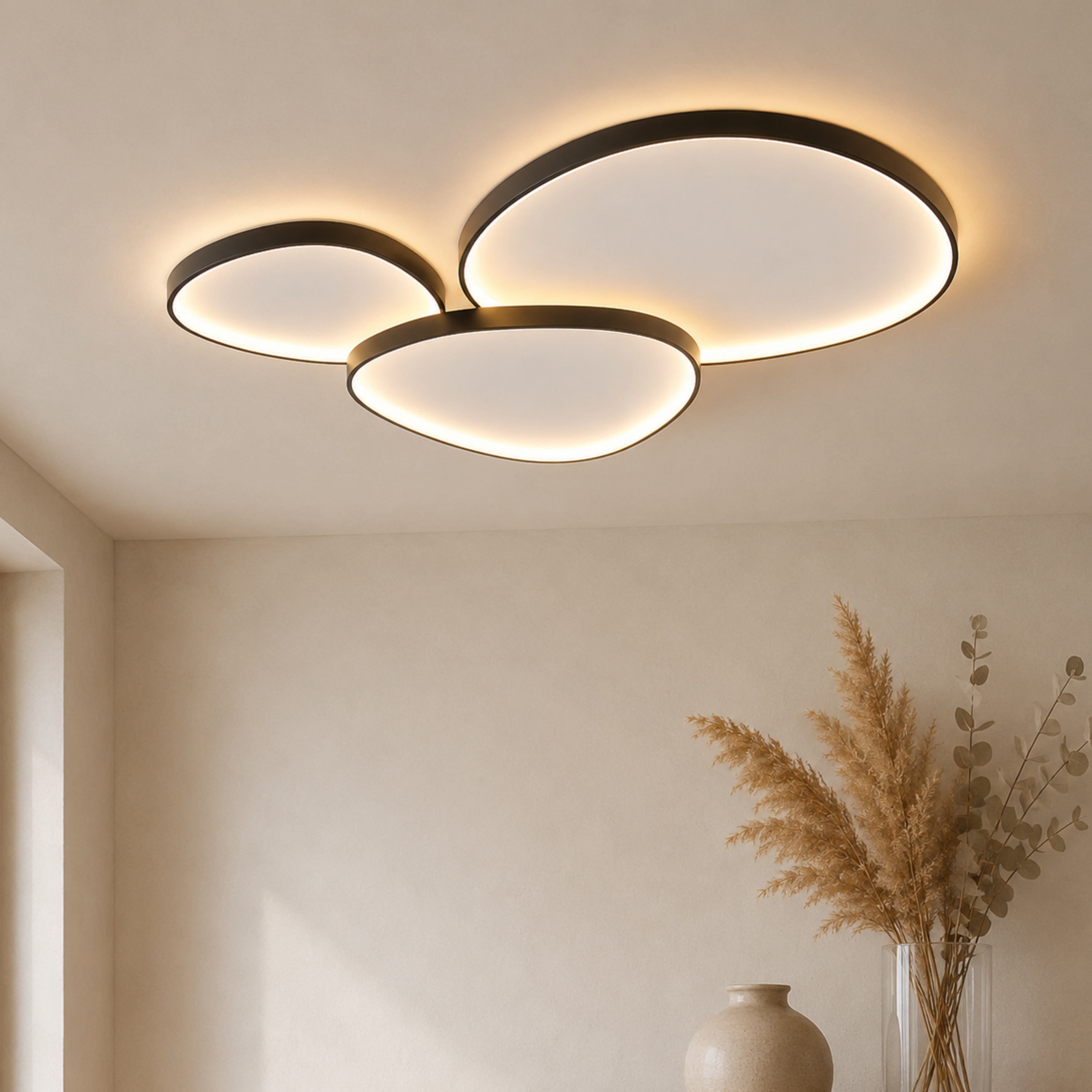 Plafoniera a soffitto rotonda moderna, set da tre pezzi