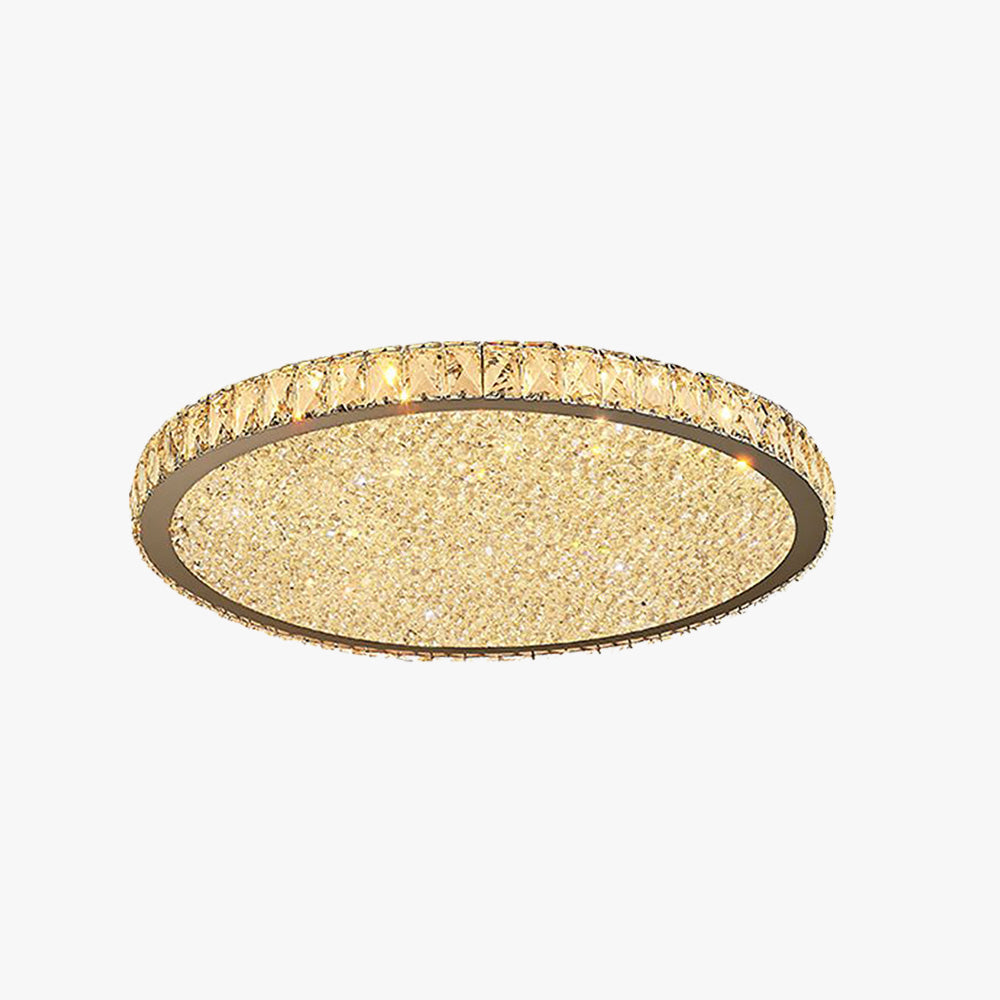 Plafoniera a soffitto tonda in cristallo sfaccettato oro LED per camera da letto e soggiorno