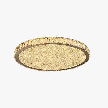 Plafoniera a soffitto tonda in cristallo sfaccettato oro LED per camera da letto e soggiorno
