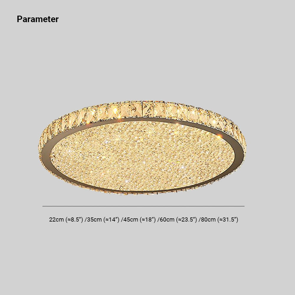 Plafoniera a soffitto tonda in cristallo sfaccettato oro LED per camera da letto e soggiorno
