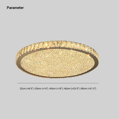 Plafoniera a soffitto tonda in cristallo sfaccettato oro LED per camera da letto e soggiorno