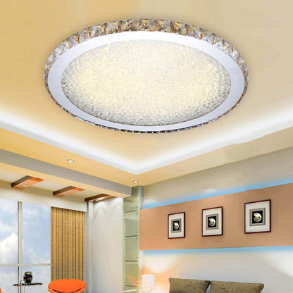 Plafoniera a soffitto tonda in cristallo sfaccettato oro LED per camera da letto e soggiorno