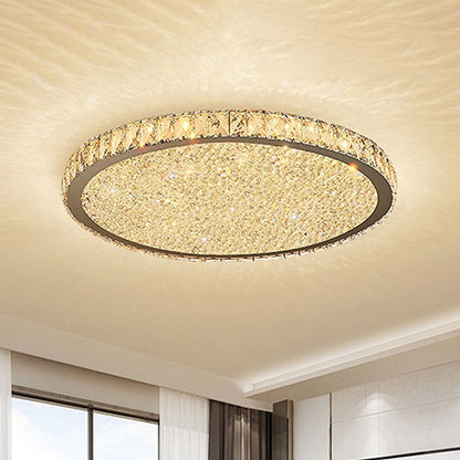 Plafoniera a soffitto tonda in cristallo sfaccettato oro LED per camera da letto e soggiorno