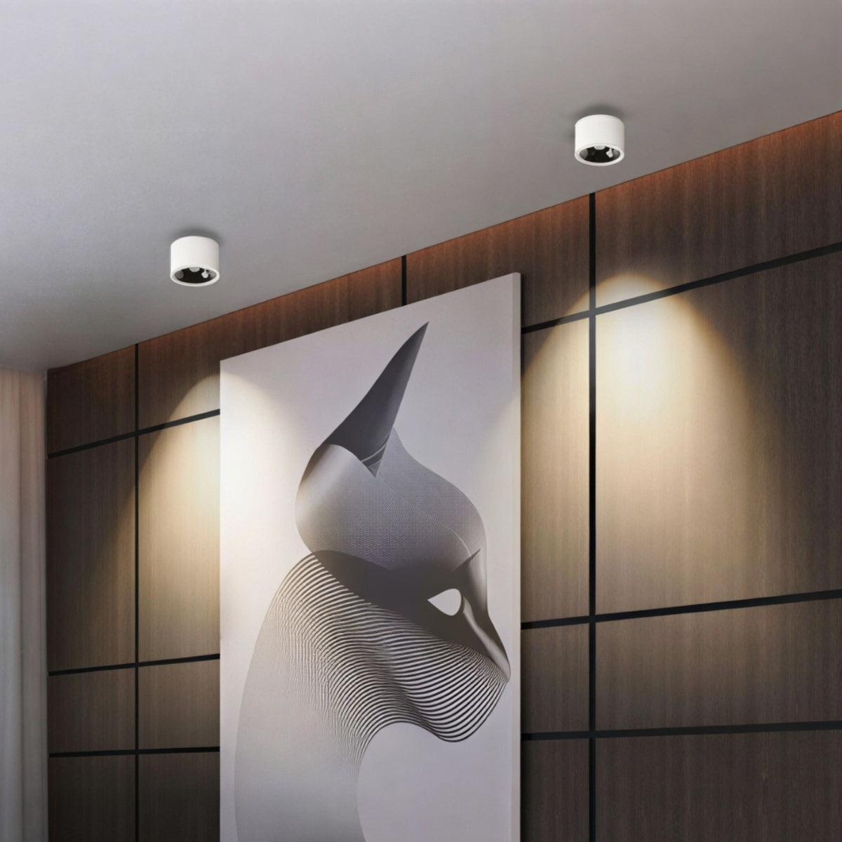 Plafoniera cilindrica a soffitto con faretto LED orientabile per corridoio