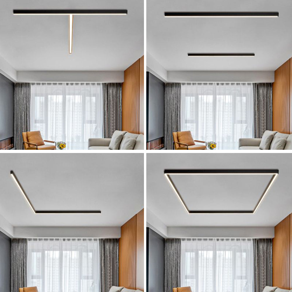 Plafoniera e lampada da parete LED lineare nera minimalista a barra