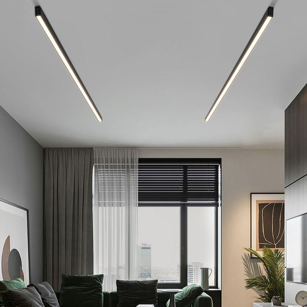 Plafoniera e lampada da parete LED lineare nera minimalista a barra