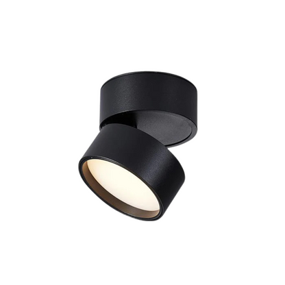 Plafoniera faretto LED orientabile in alluminio nero minimalista