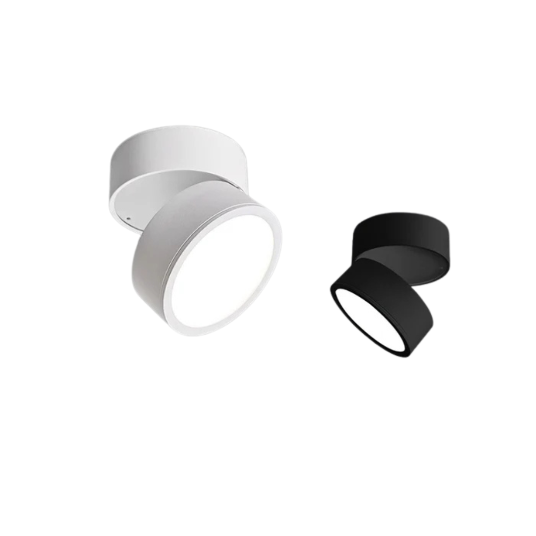 Plafoniera faretto LED orientabile in alluminio nero minimalista