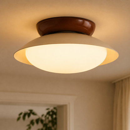 Plafoniera LED a cupola marrone mid century