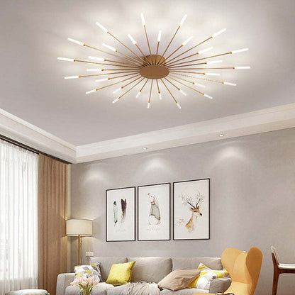 Plafoniera LED a soffitto a spirale effetto fuochi d'artificio nera e oro