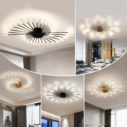 Plafoniera LED a soffitto a spirale effetto fuochi d'artificio nera e oro