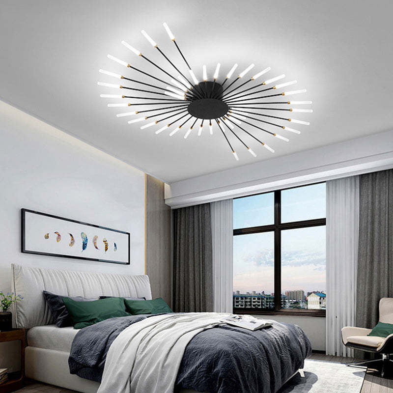 Plafoniera LED a soffitto a spirale effetto fuochi d'artificio nera e oro
