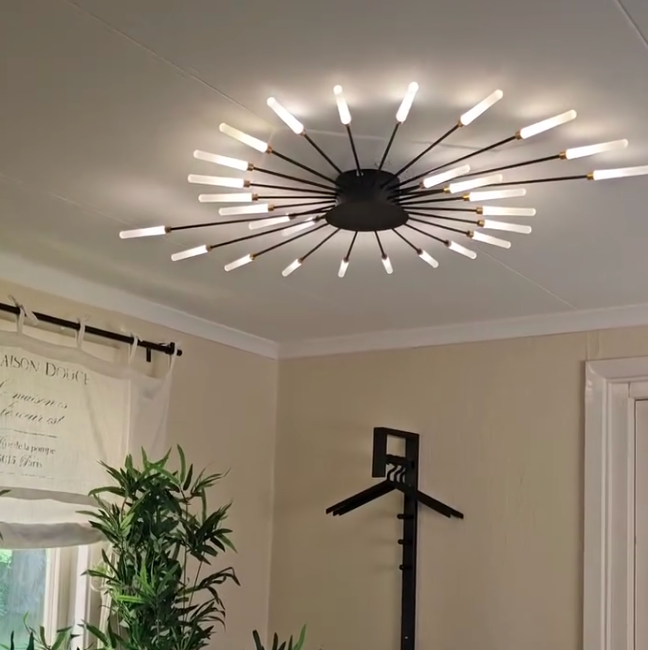 Plafoniera LED a soffitto a spirale effetto fuochi d'artificio nera e oro