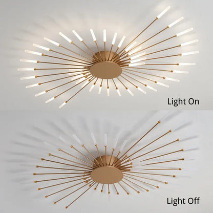 Plafoniera LED a soffitto a spirale effetto fuochi d'artificio nera e oro