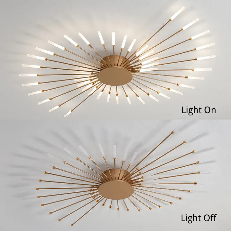 Plafoniera LED a soffitto a spirale effetto fuochi d'artificio nera e oro