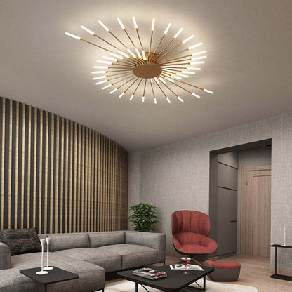 Plafoniera LED a soffitto a spirale effetto fuochi d'artificio nera e oro