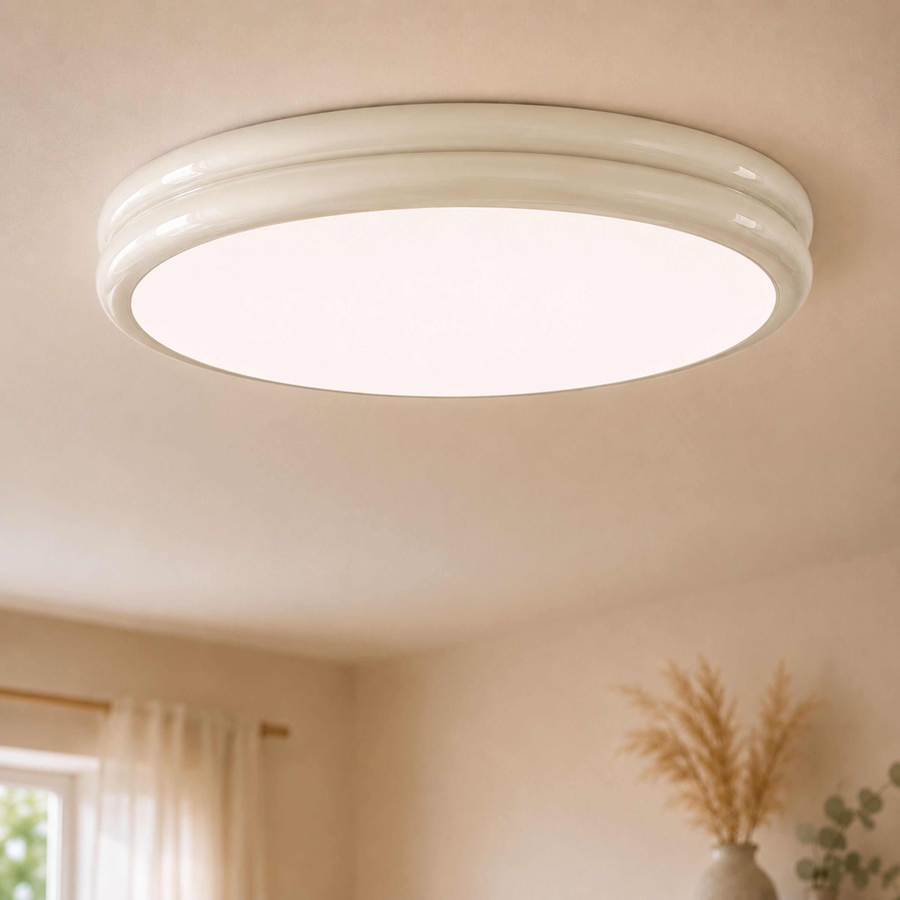 Plafoniera LED a soffitto rotonda moderna con finitura lucida