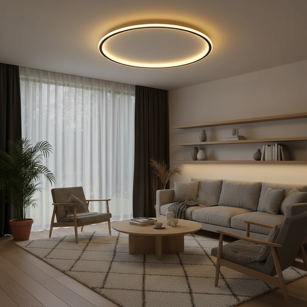 Plafoniera LED ad anello sottile scandinava minimalista, nera, bianca o oro