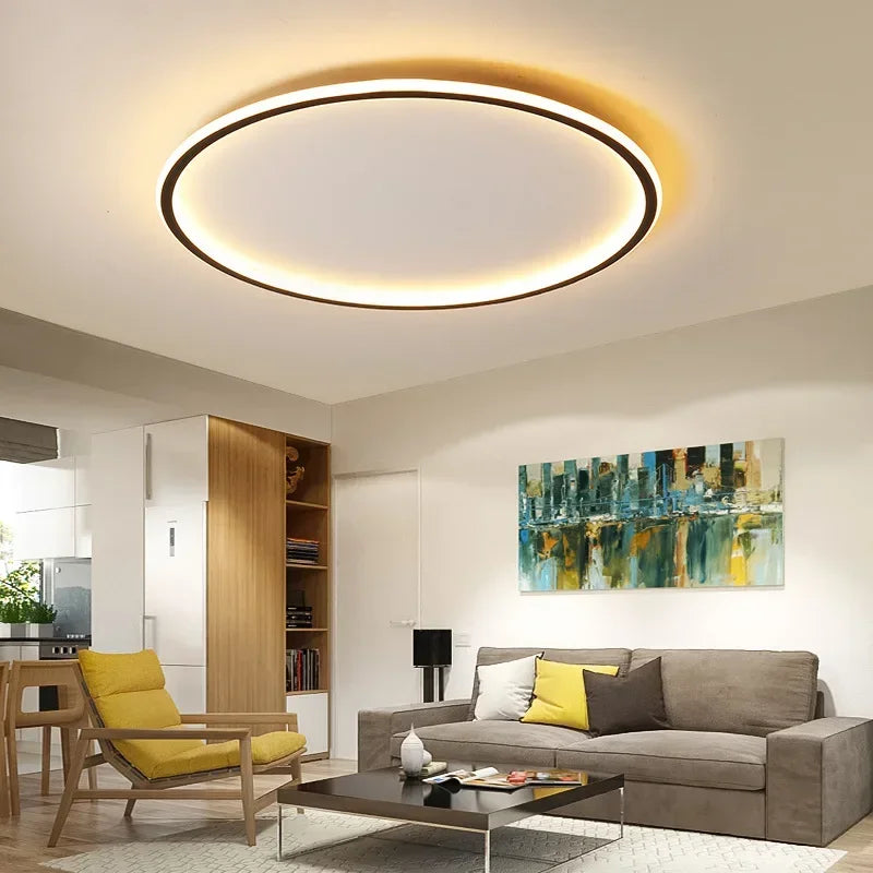 Plafoniera LED ad anello sottile scandinava minimalista, nera, bianca o oro