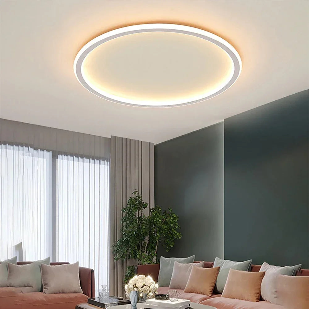 Plafoniera LED ad anello sottile scandinava minimalista, nera, bianca o oro