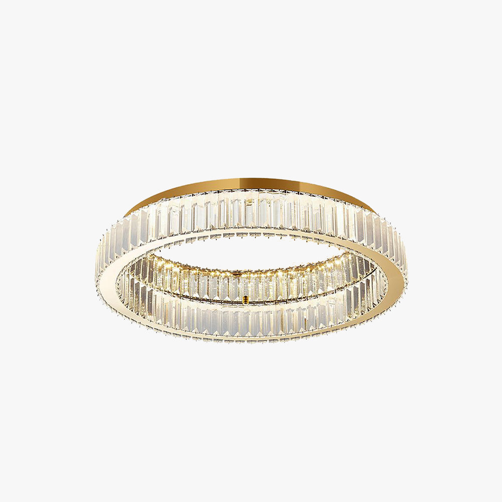 Plafoniera LED art deco ad anello circolare in cristallo oro