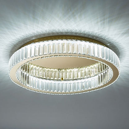 Plafoniera LED art deco ad anello circolare in cristallo oro