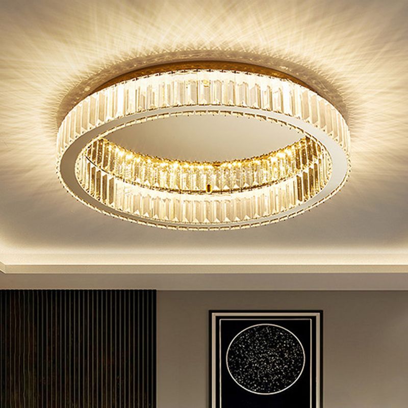 Plafoniera LED art deco ad anello circolare in cristallo oro