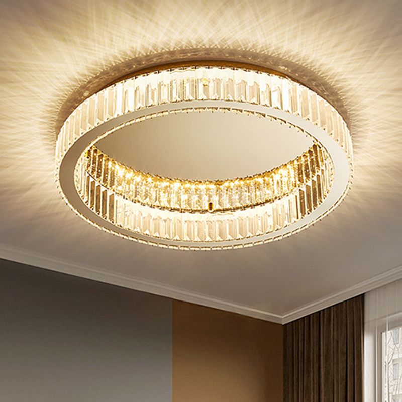 Plafoniera LED art deco ad anello circolare in cristallo oro