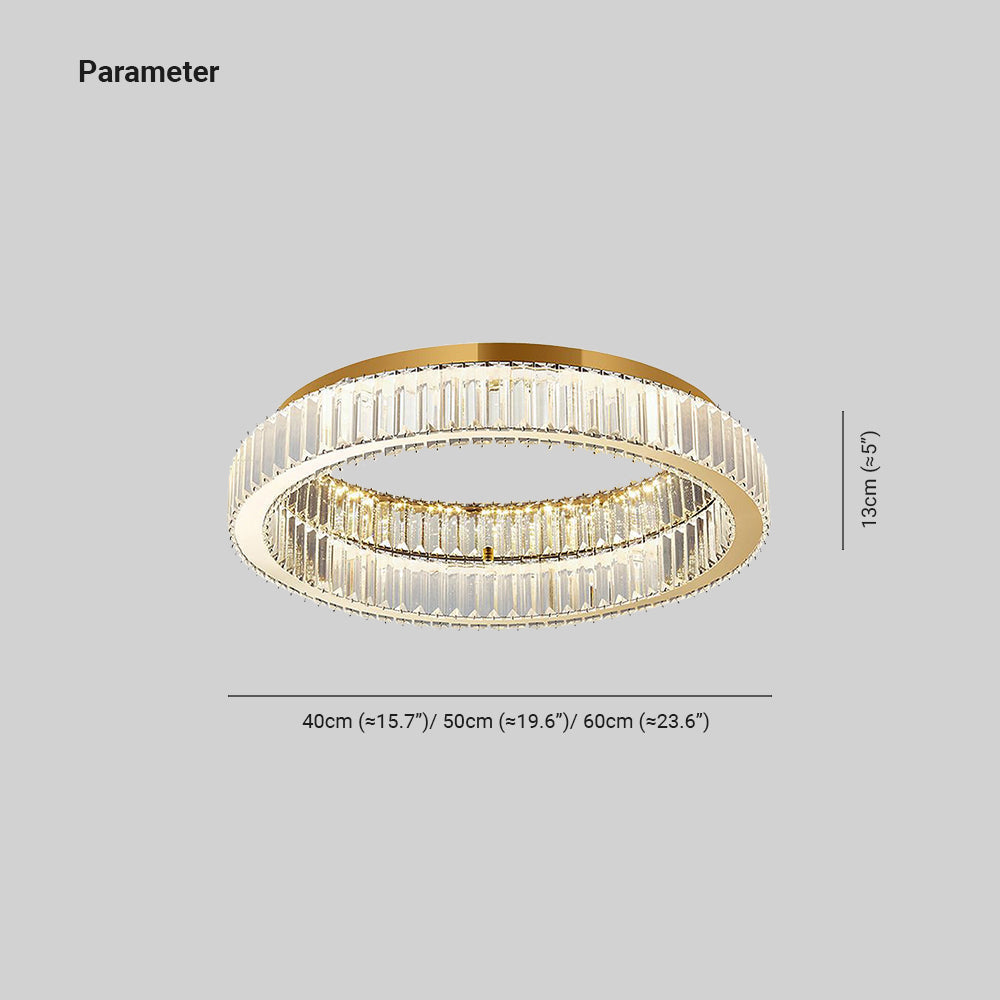 Plafoniera LED art deco ad anello circolare in cristallo oro