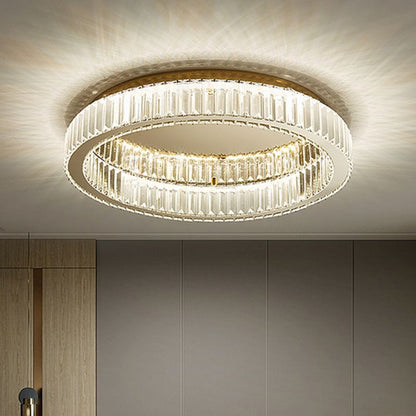 Plafoniera LED art deco ad anello circolare in cristallo oro