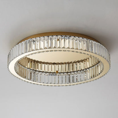 Plafoniera LED art deco ad anello circolare in cristallo oro