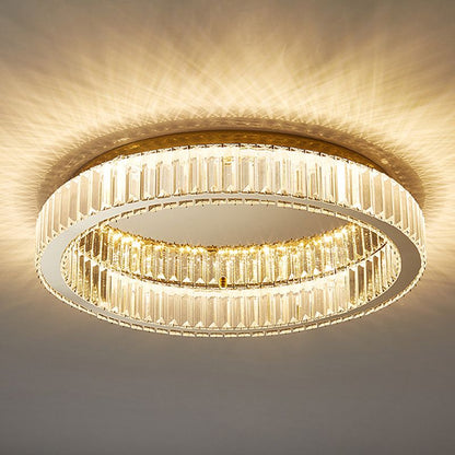 Plafoniera LED art deco ad anello circolare in cristallo oro