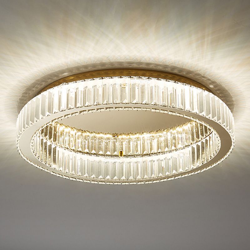 Plafoniera LED art deco ad anello circolare in cristallo oro