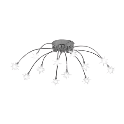 Plafoniera LED art deco sputnik a raggiera con punti luce a forma di stella