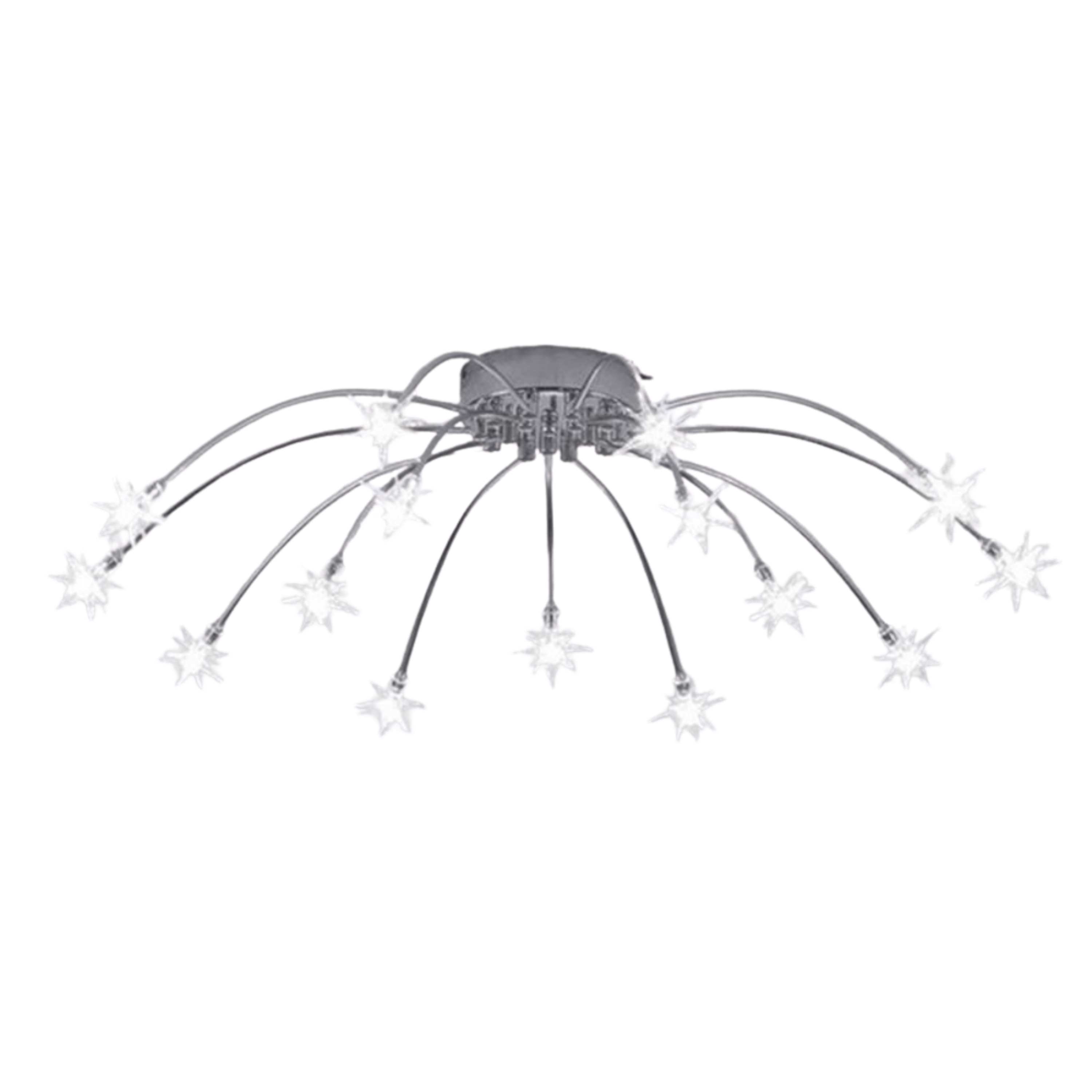Plafoniera LED art deco sputnik a raggiera con punti luce a forma di stella