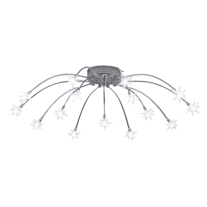 Plafoniera LED art deco sputnik a raggiera con punti luce a forma di stella