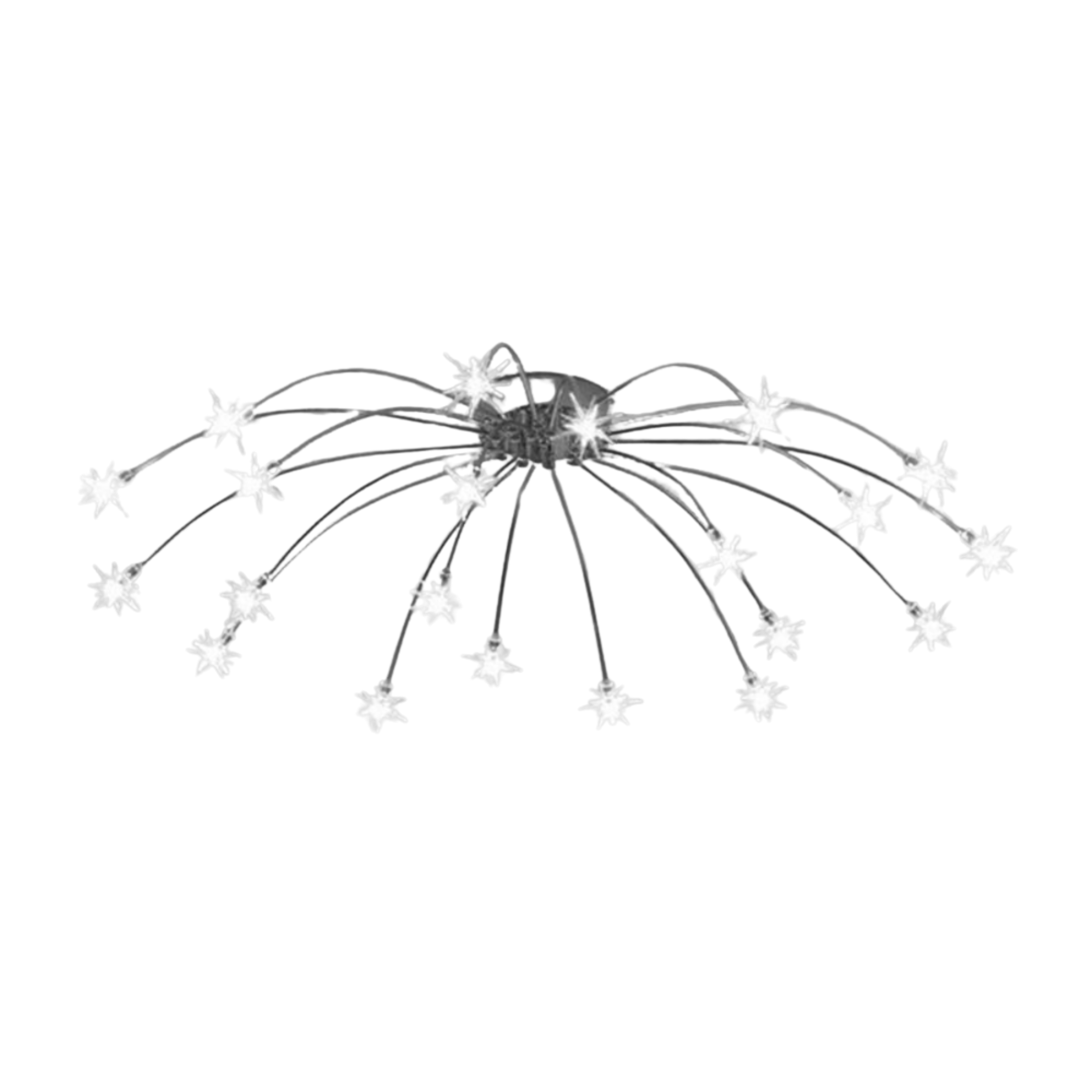 Plafoniera LED art deco sputnik a raggiera con punti luce a forma di stella