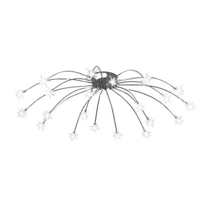 Plafoniera LED art deco sputnik a raggiera con punti luce a forma di stella
