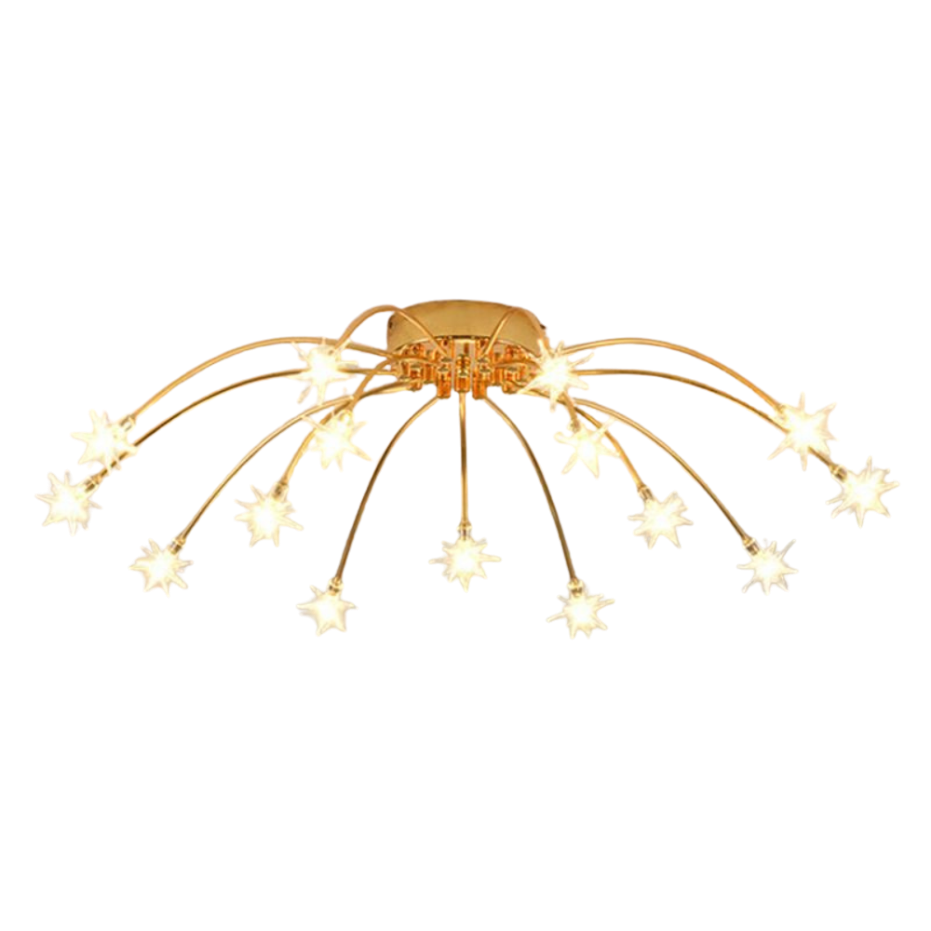 Plafoniera LED art deco sputnik a raggiera con punti luce a forma di stella