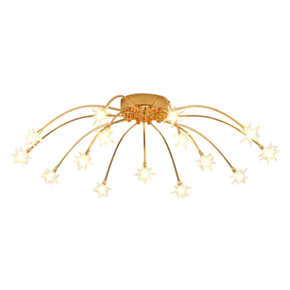 Plafoniera LED art deco sputnik a raggiera con punti luce a forma di stella