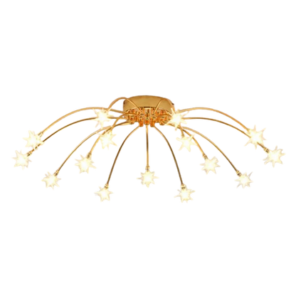 Plafoniera LED art deco sputnik a raggiera con punti luce a forma di stella
