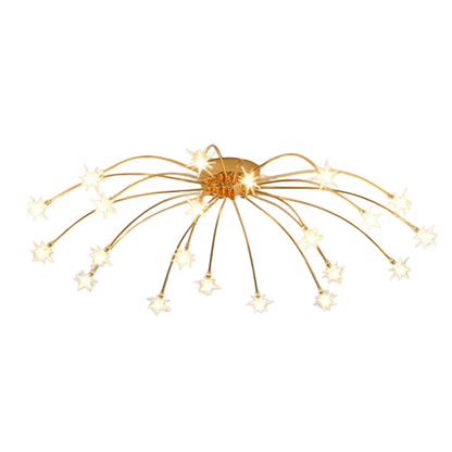 Plafoniera LED art deco sputnik a raggiera con punti luce a forma di stella